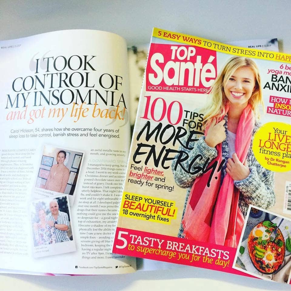 Top Sante Magazine article about Carol's insomnia