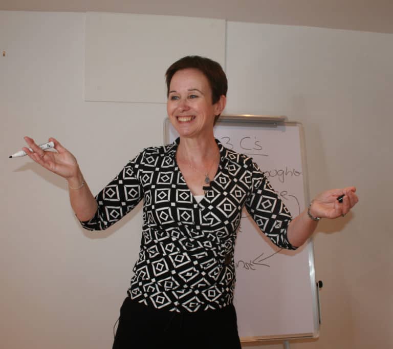 Carol presenting a Mental Health First Aid Training course image.